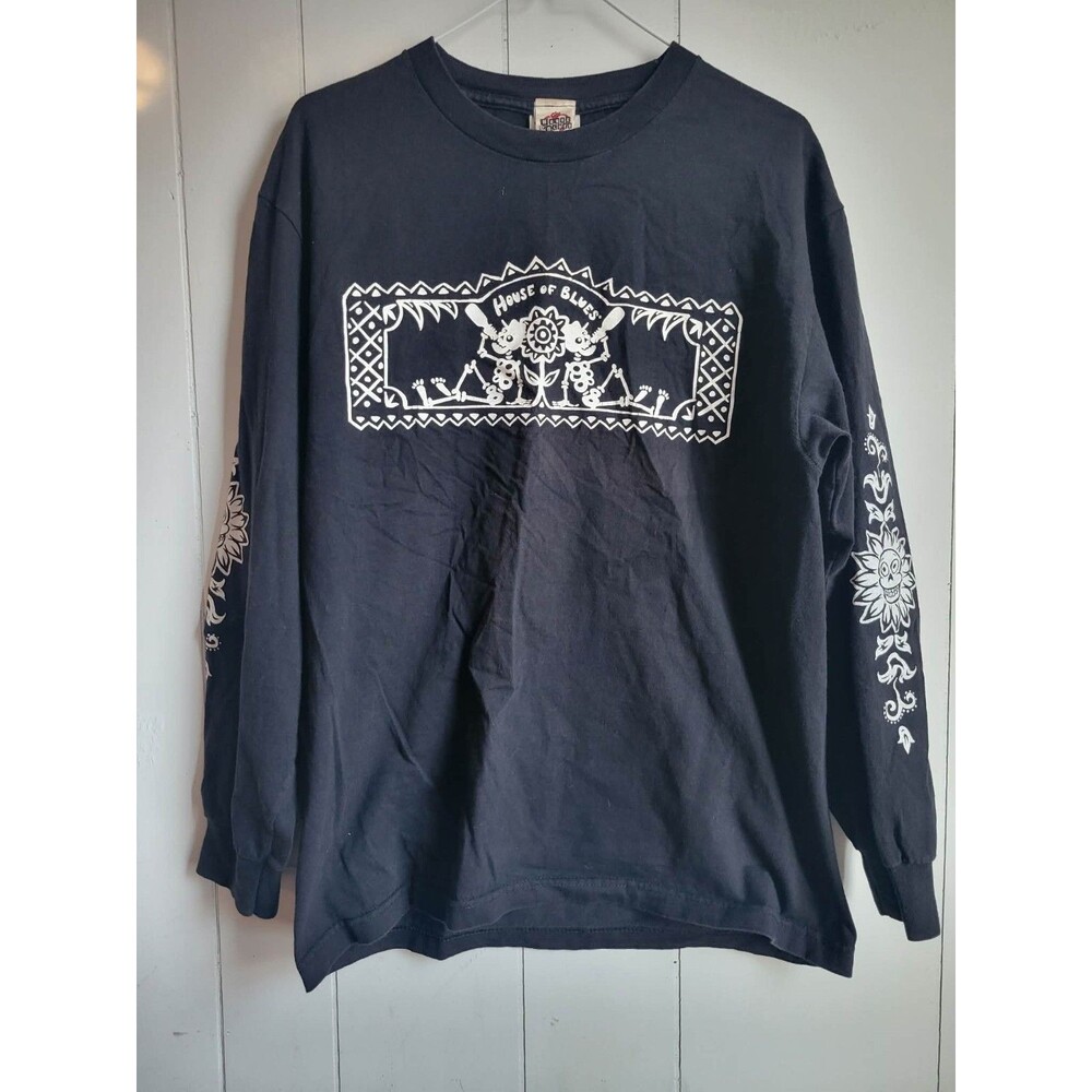 Vintage House of Blues Black Grunge Surf Skate Long Sleeve T Shirt Large